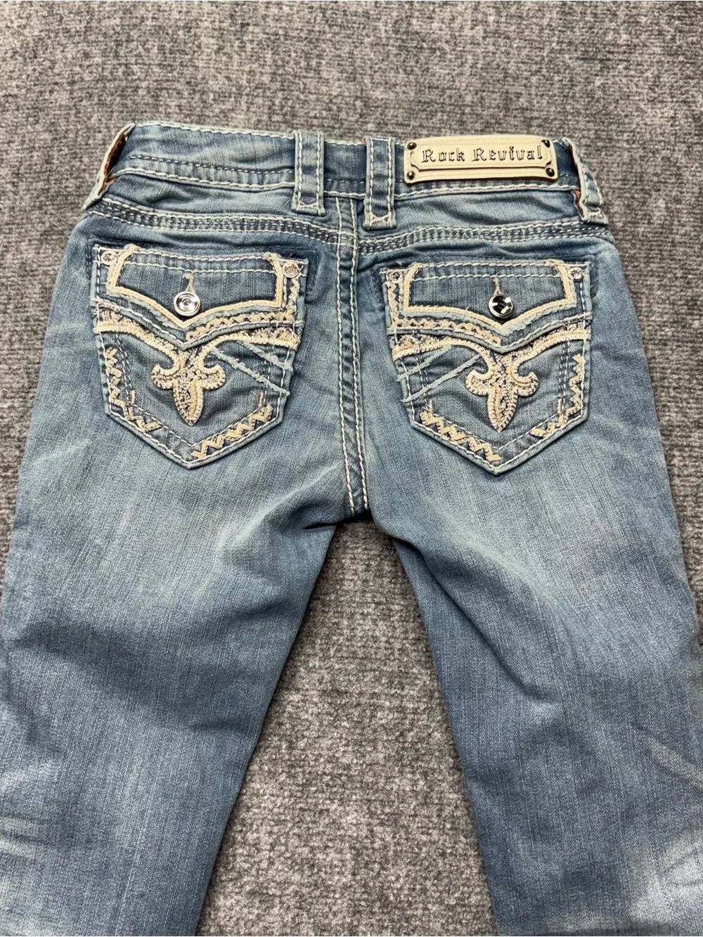 Rock Revival Becki Skinny Jeans Women 24 Blue Embellished Contrast Stitch